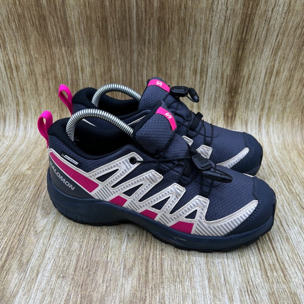 Salomon XA Pro Trail Running Shoes Kid's Size 3 Navy Blue Pink 473108